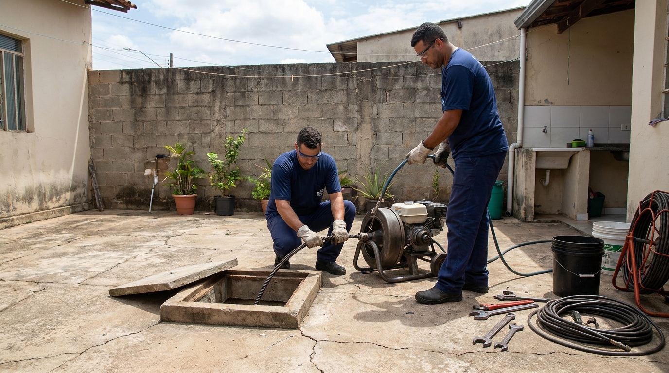 Desentupimento de esgoto residencial em Chapecó‑SC